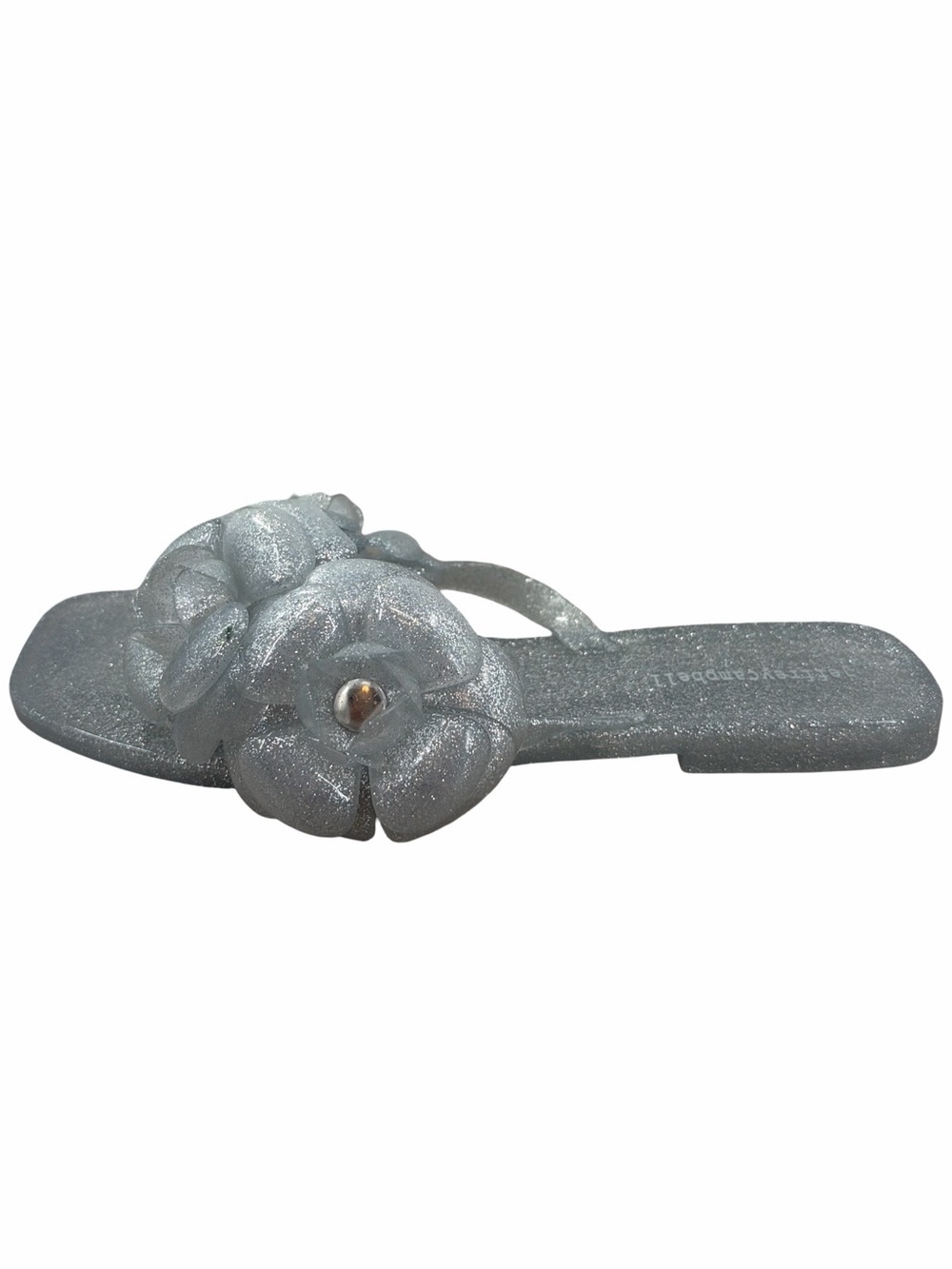 Jeffrey Campbell Floralee Silver Glitter Jelly Thong Flip Flop Sandals Size 9 - Picture 2 of 10